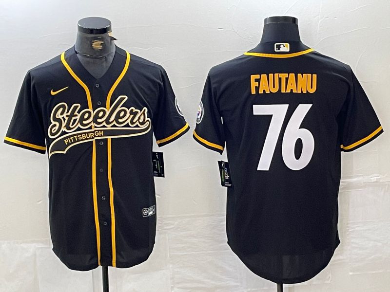 Men Pittsburgh Steelers #76 Fautanu Black Joint Name 2024 Nike Limited NFL Jersey style 1